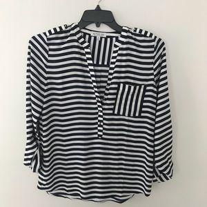 Active USA Navy Blue Striped Top